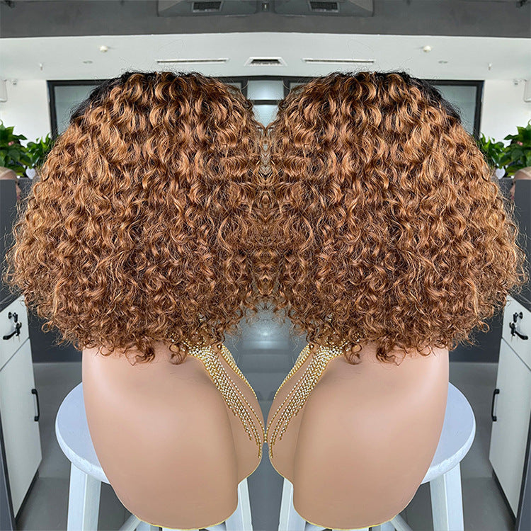 Cross-border E-commerce Exclusively For Ombre Curly Bobo1b30 Human Hair Lace Wig by LuxuryLifeWay Online Store