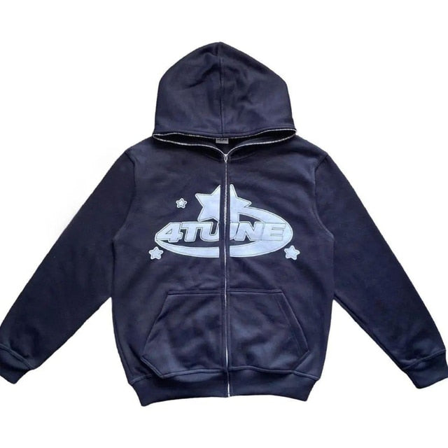 Star Printed Zip Up Hoodies by Ovriluxe Enterprises llc