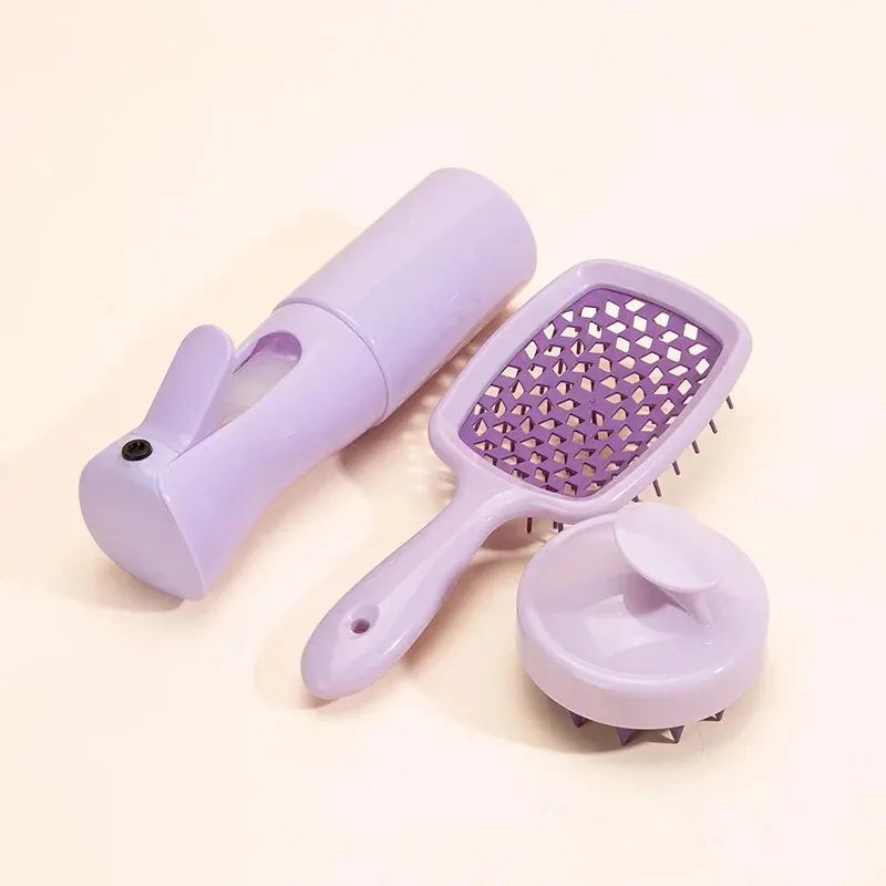 Hollow Comb Set With Spray Bottle 200ml Hair Care Product Set Silicone Shampoo Head Scalp Massage Brush by V.I.P Digital Presence