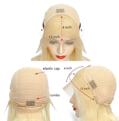 Honey Blonde Short Bob 18' Swiss Lace Front Brazilian Human Unprocessed Remy Hair by Zernabella