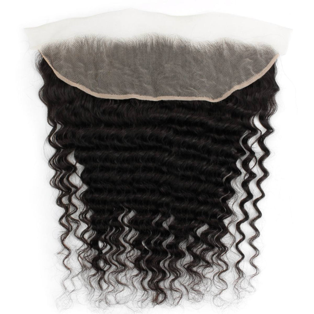 Deep Wave 13x4 Transparent Lace Human Hair Frontal by Private Label