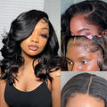 13x6 Lace Front Curly Bob Wig with Bangs | Black Cosplay Wig | Heat Resistant Synthetic Hair by Luxegan