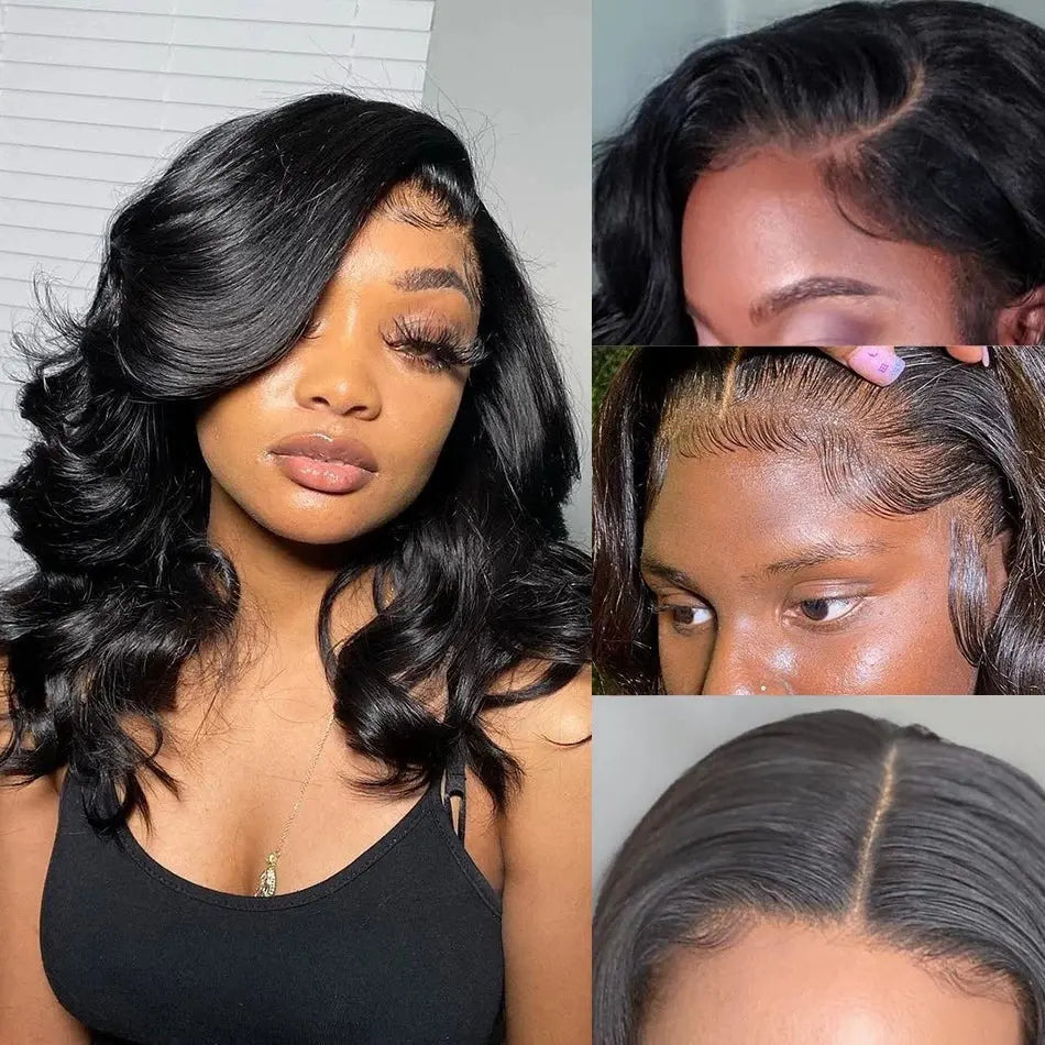 13x6 Lace Front Curly Bob Wig with Bangs | Black Cosplay Wig | Heat Resistant Synthetic Hair by Luxegan