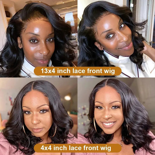 13x6 Lace Front Curly Bob Wig with Bangs | Black Cosplay Wig | Heat Resistant Synthetic Hair by Luxegan