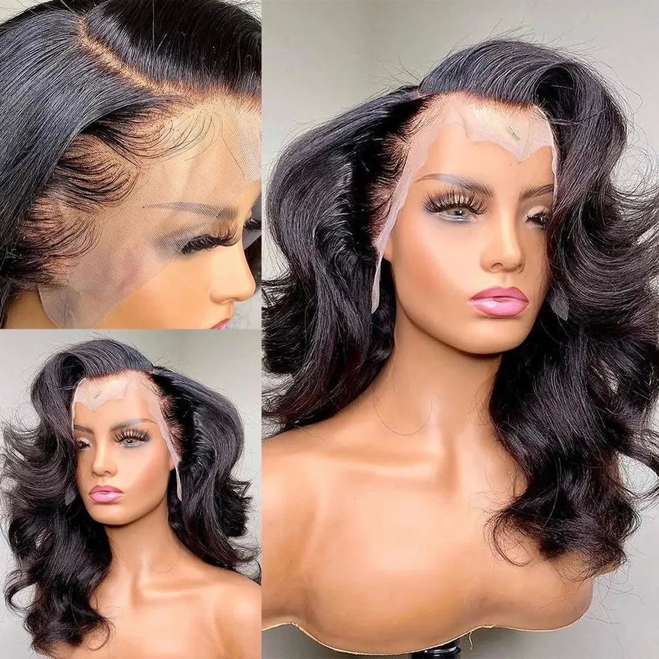 13x6 Lace Front Curly Bob Wig with Bangs | Black Cosplay Wig | Heat Resistant Synthetic Hair by Luxegan