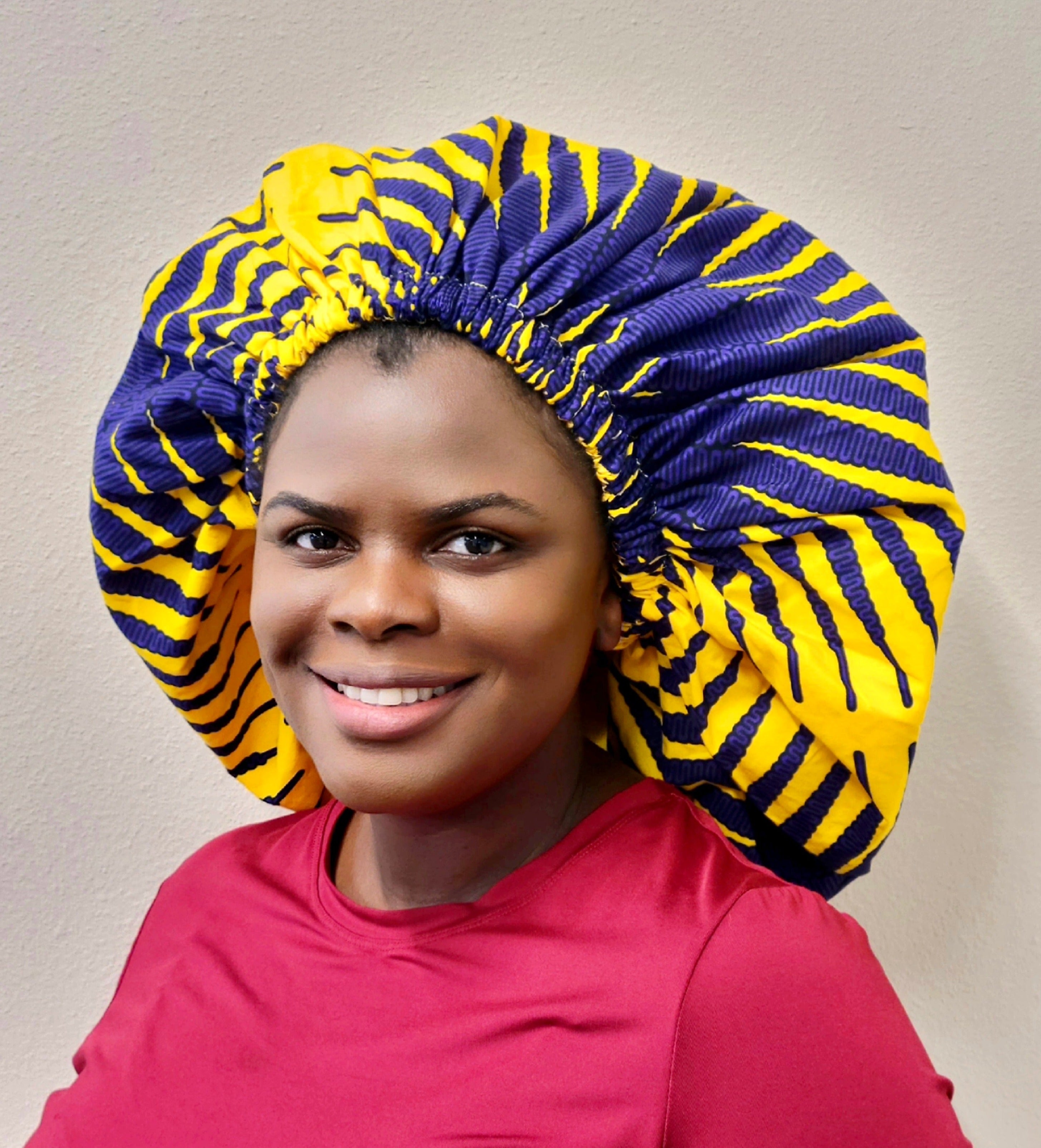 Duma Mbili XL Silk Lined African Print Bonnet by Duma Mbili LLC