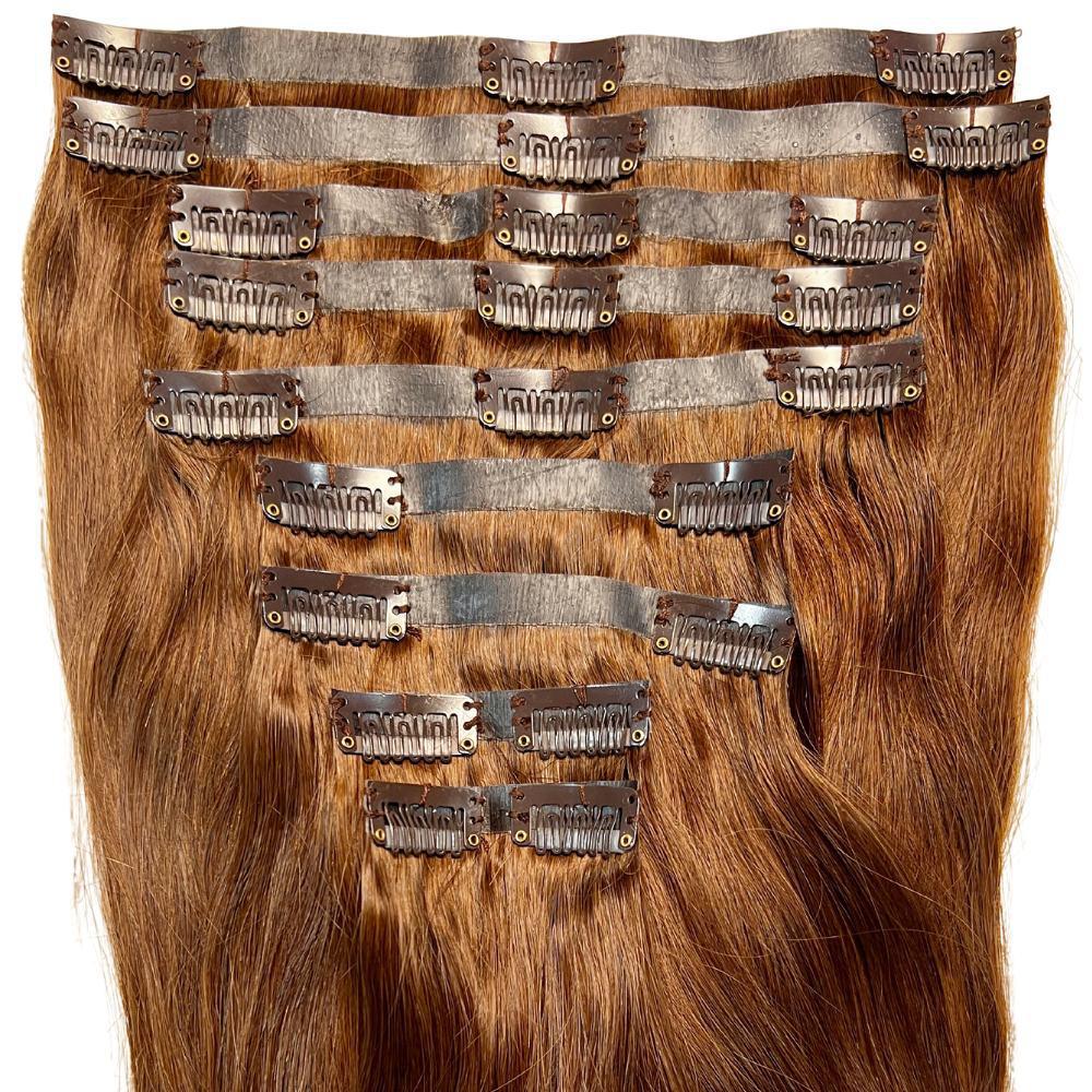 Medium Brown Seamless Clip-In 100% Human Hair Extensions by Private Label
