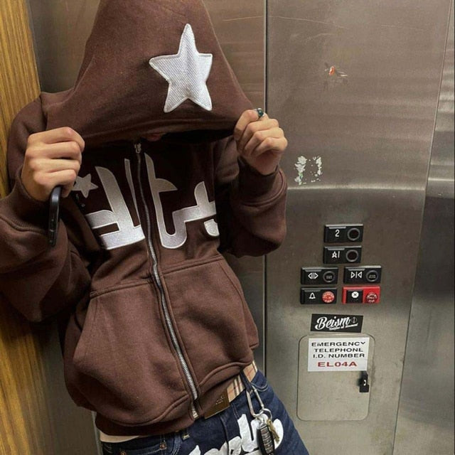 Star Printed Zip Up Hoodies by Ovriluxe Enterprises llc