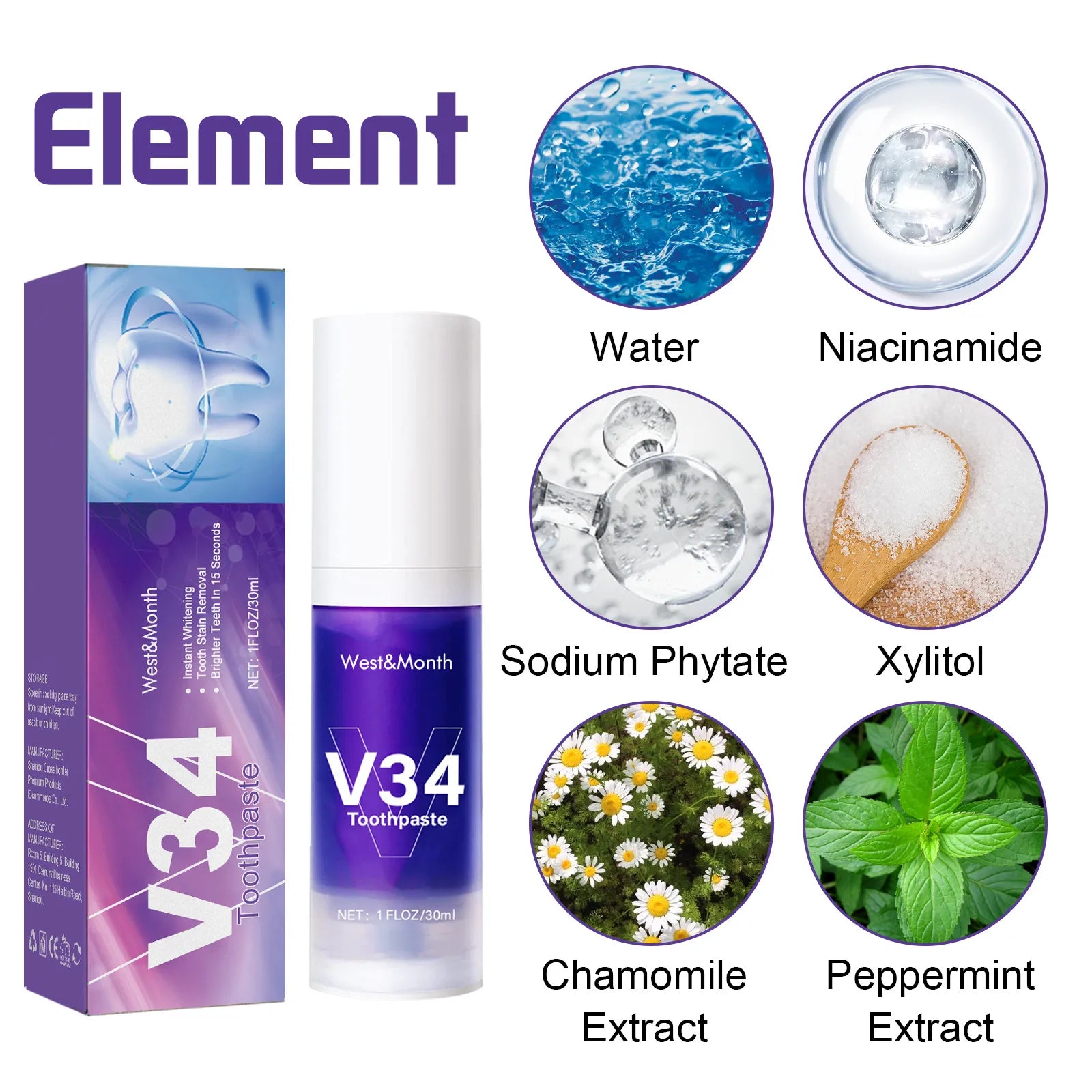 V34 Tooth Cleaning Mousse by Ovriluxe Enterprises llc