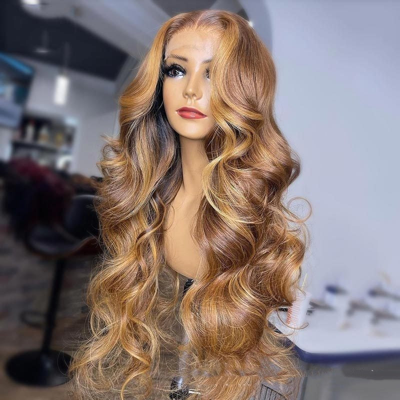 Honey Blonde Body Wave Lace Front Pre Plucked Highlight Wig by LadyShow.Store