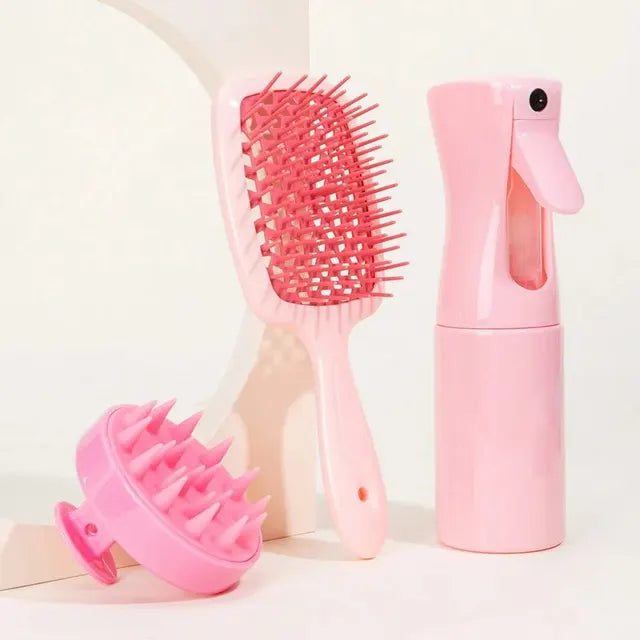 Hollow Comb Set With Spray Bottle 200ml Hair Care Product Set Silicone Shampoo Head Scalp Massage Brush by V.I.P Digital Presence