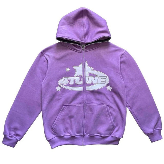 Star Printed Zip Up Hoodies by Ovriluxe Enterprises llc