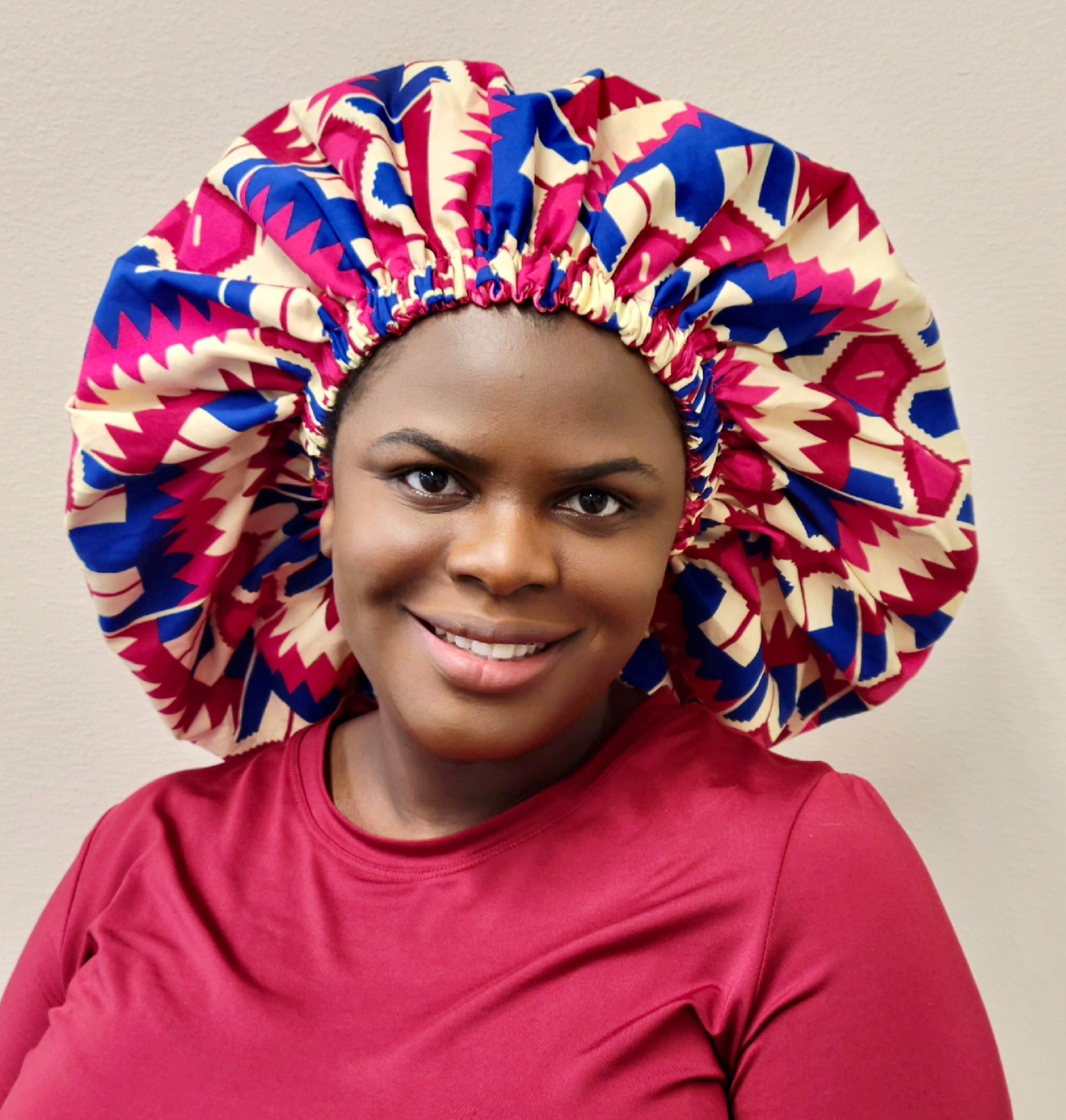 Duma Mbili XL Silk Lined African Print Bonnet by Duma Mbili LLC