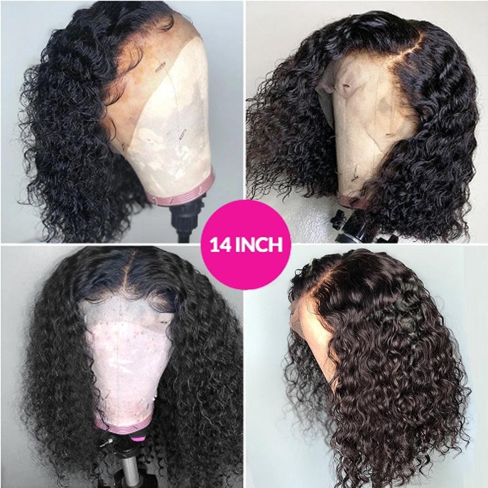 4X4 Water Wave Short Bob Wig 8-12Inches Best Human Hair Wigs For Black Woman Brazilian Pre Plucked Baby Hairs Jerry Curl Wigs Wigs For Black Women Gifts for Girlfriends by Stevvex