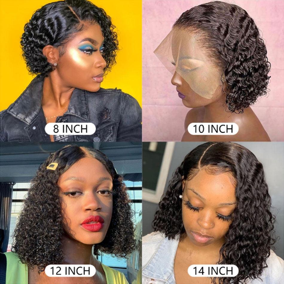 4X4 Water Wave Short Bob Wig 8-12Inches Best Human Hair Wigs For Black Woman Brazilian Pre Plucked Baby Hairs Jerry Curl Wigs Wigs For Black Women Gifts for Girlfriends by Stevvex