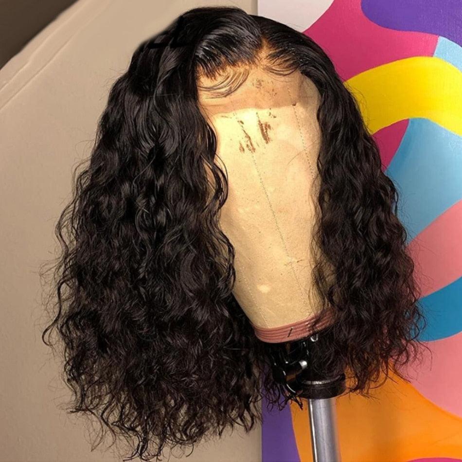 4X4 Water Wave Short Bob Wig 8-12Inches Best Human Hair Wigs For Black Woman Brazilian Pre Plucked Baby Hairs Jerry Curl Wigs Wigs For Black Women Gifts for Girlfriends by Stevvex