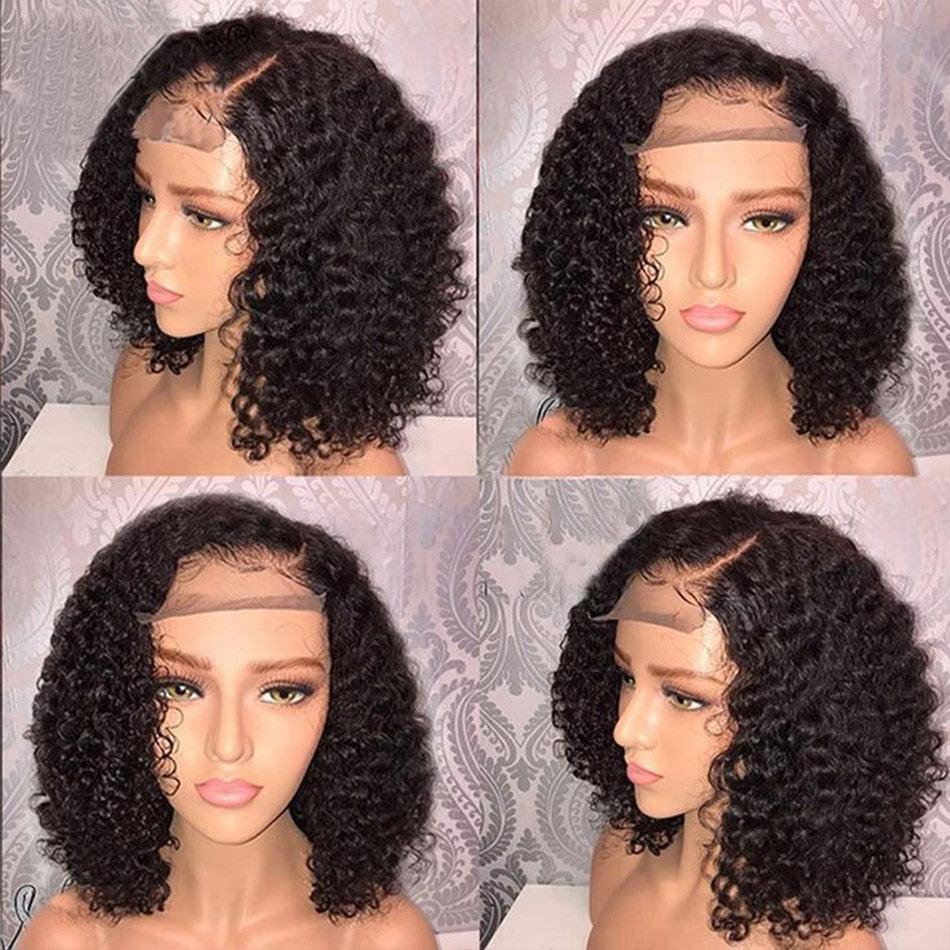 4X4 Water Wave Short Bob Wig 8-12Inches Best Human Hair Wigs For Black Woman Brazilian Pre Plucked Baby Hairs Jerry Curl Wigs Wigs For Black Women Gifts for Girlfriends by Stevvex