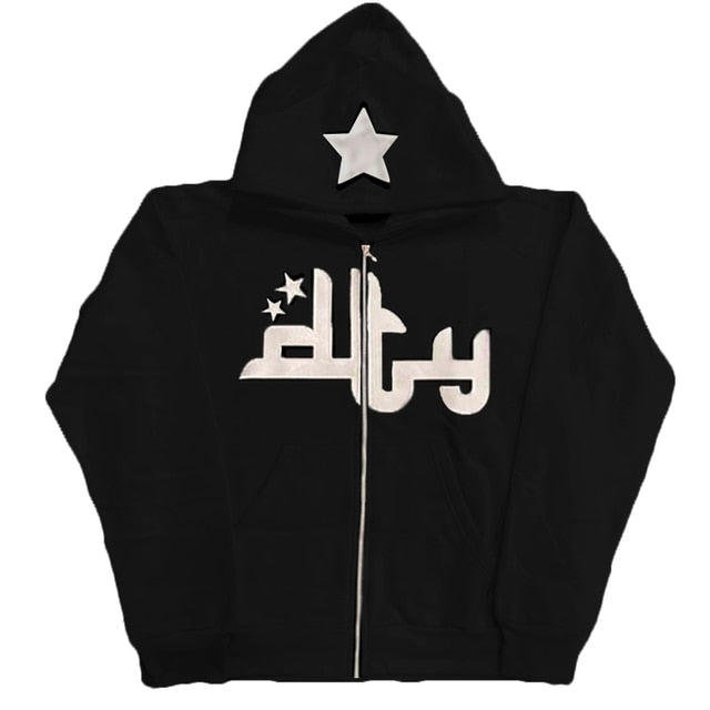 Star Printed Zip Up Hoodies by Ovriluxe Enterprises llc