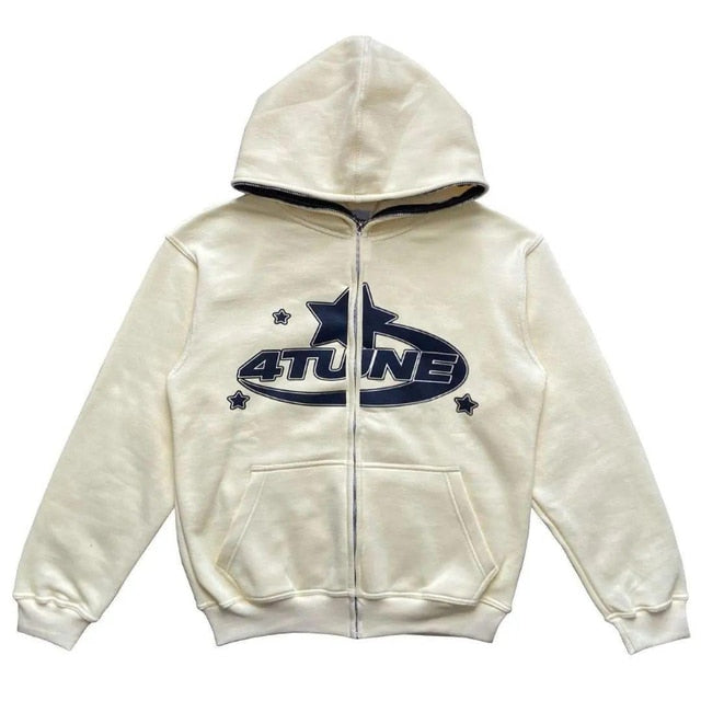 Star Printed Zip Up Hoodies by Ovriluxe Enterprises llc
