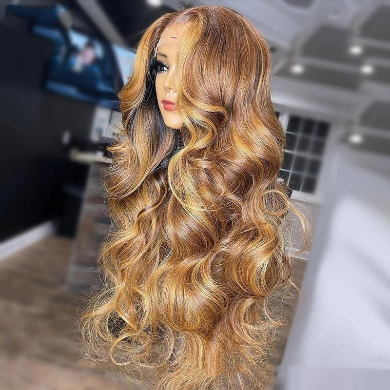 Honey Blonde Body Wave Lace Front Pre Plucked Highlight Wig by LadyShow.Store
