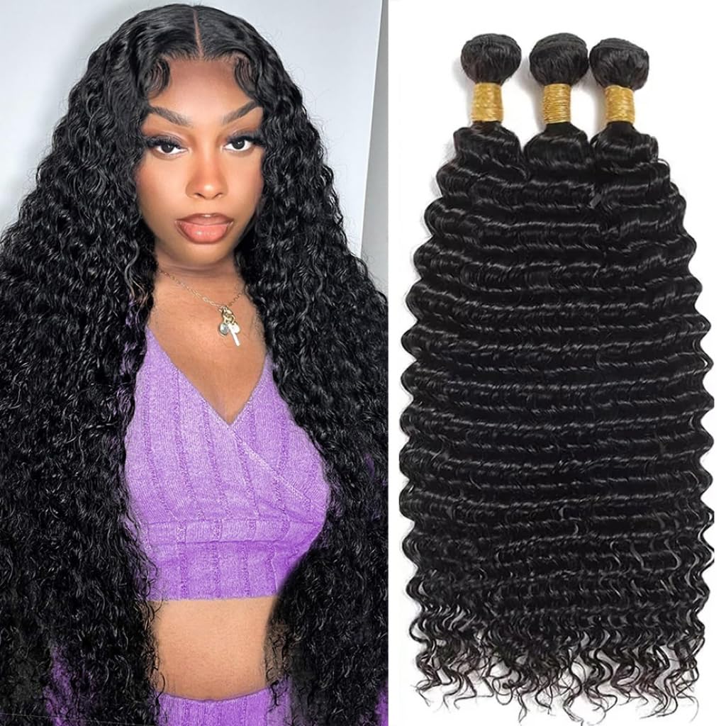 Brazilian Virgin Hair Bundles Deep Wave Human Hair Extensions by Lady Ros