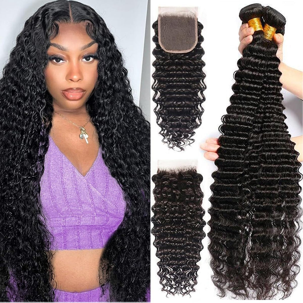 Brazilian Virgin Hair Bundles Deep Wave Human Hair Extensions by Lady Ros
