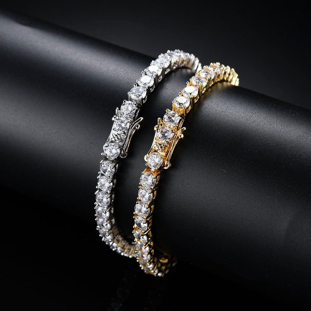 Tennis Chain Copper Zircon Single Row Hip Hop Bracelet by Ovriluxe Enterprises llc