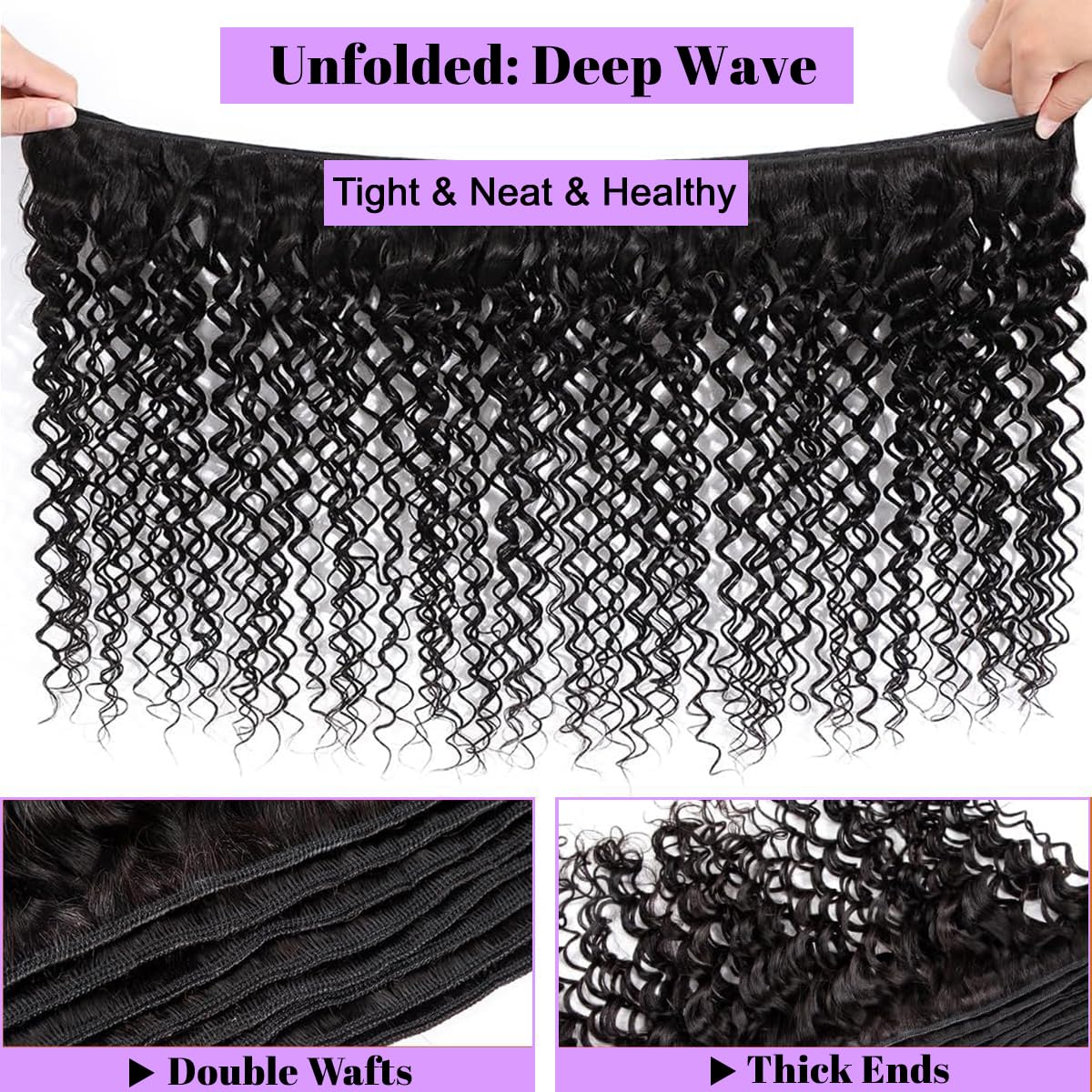Brazilian Virgin Hair Bundles Deep Wave Human Hair Extensions by Lady Ros