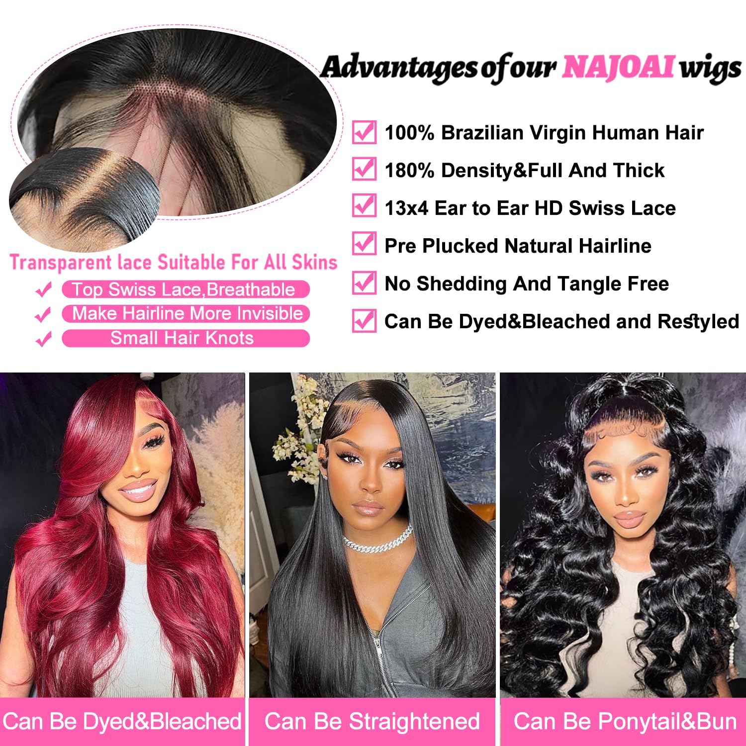 Body Wave Lace Front Wigs Human Hair Pre Plucked 180 Density 26 Inch 13x4 HD by Take It or Leave It