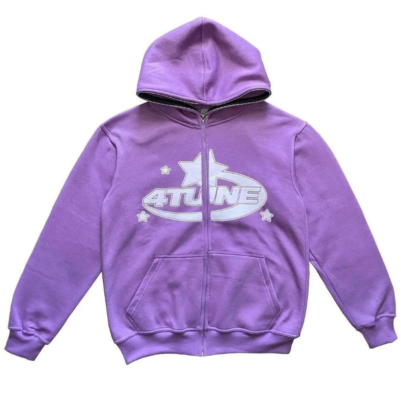 Star Printed Zip Up Hoodies by Ovriluxe Enterprises llc