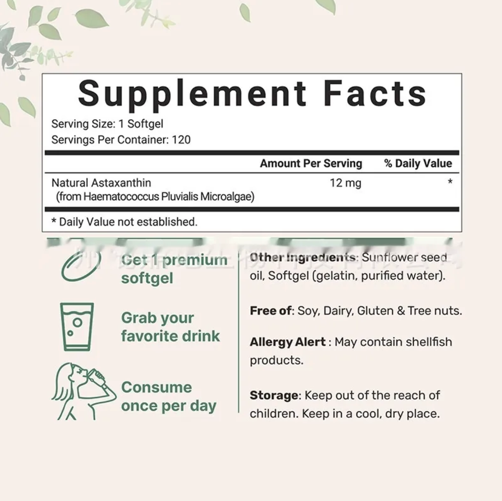 Astaxanthin Soft Capsules – 120 Tablets by Ovriluxe Enterprises llc