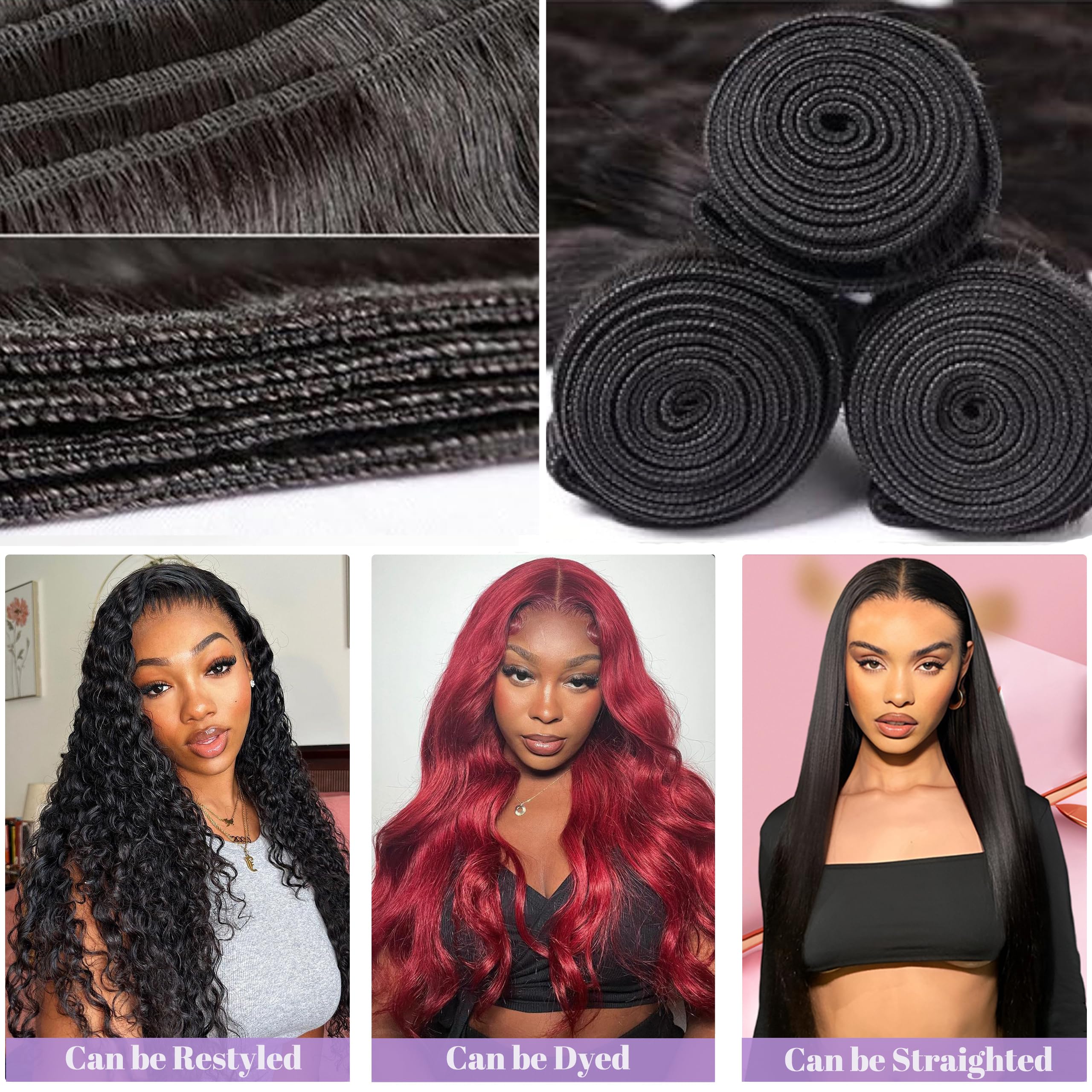 Brazilian Virgin Hair Bundles Deep Wave Human Hair Extensions by Lady Ros