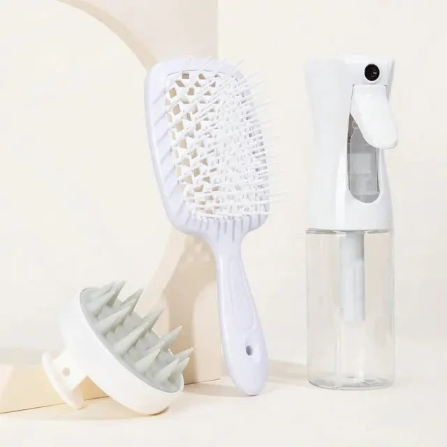 Hollow Comb Set With Spray Bottle 200ml Hair Care Product Set Silicone Shampoo Head Scalp Massage Brush by V.I.P Digital Presence