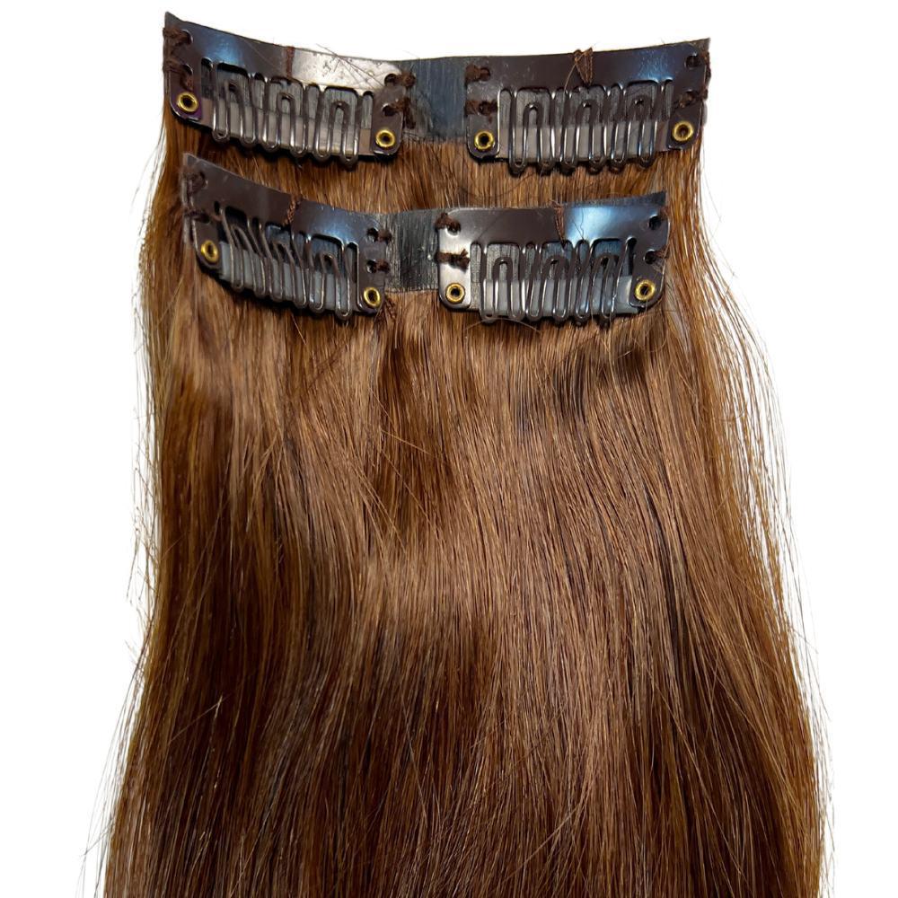 Medium Brown Seamless Clip-In 100% Human Hair Extensions by Private Label