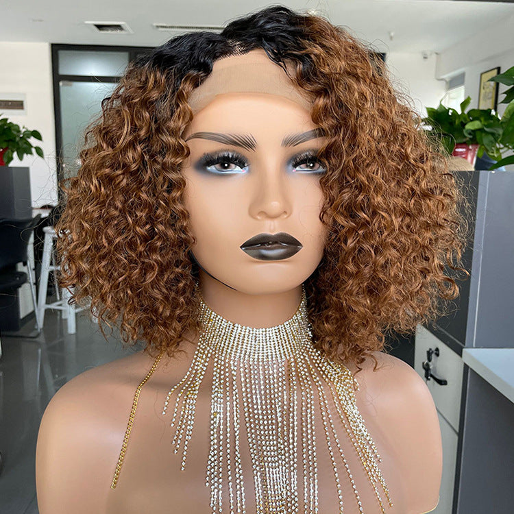 Cross-border E-commerce Exclusively For Ombre Curly Bobo1b30 Human Hair Lace Wig by LuxuryLifeWay Online Store
