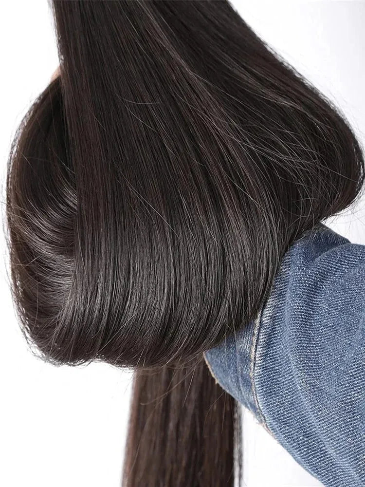 YKB 30 40 Inch Bone Straight Indian Virgin Remy Human Hair Bundles Deal | 12A Raw Hair Extensions | Natural Color | 3 or 4 Bundles by Luxegan