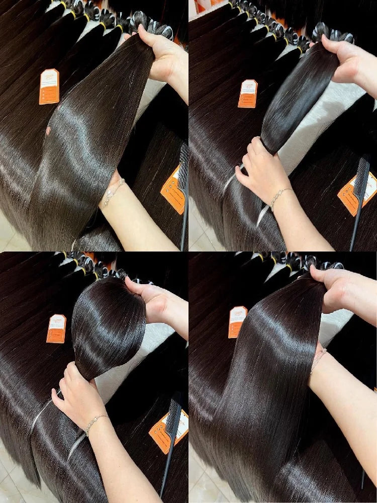 YKB 30 40 Inch Bone Straight Indian Virgin Remy Human Hair Bundles Deal | 12A Raw Hair Extensions | Natural Color | 3 or 4 Bundles by Luxegan
