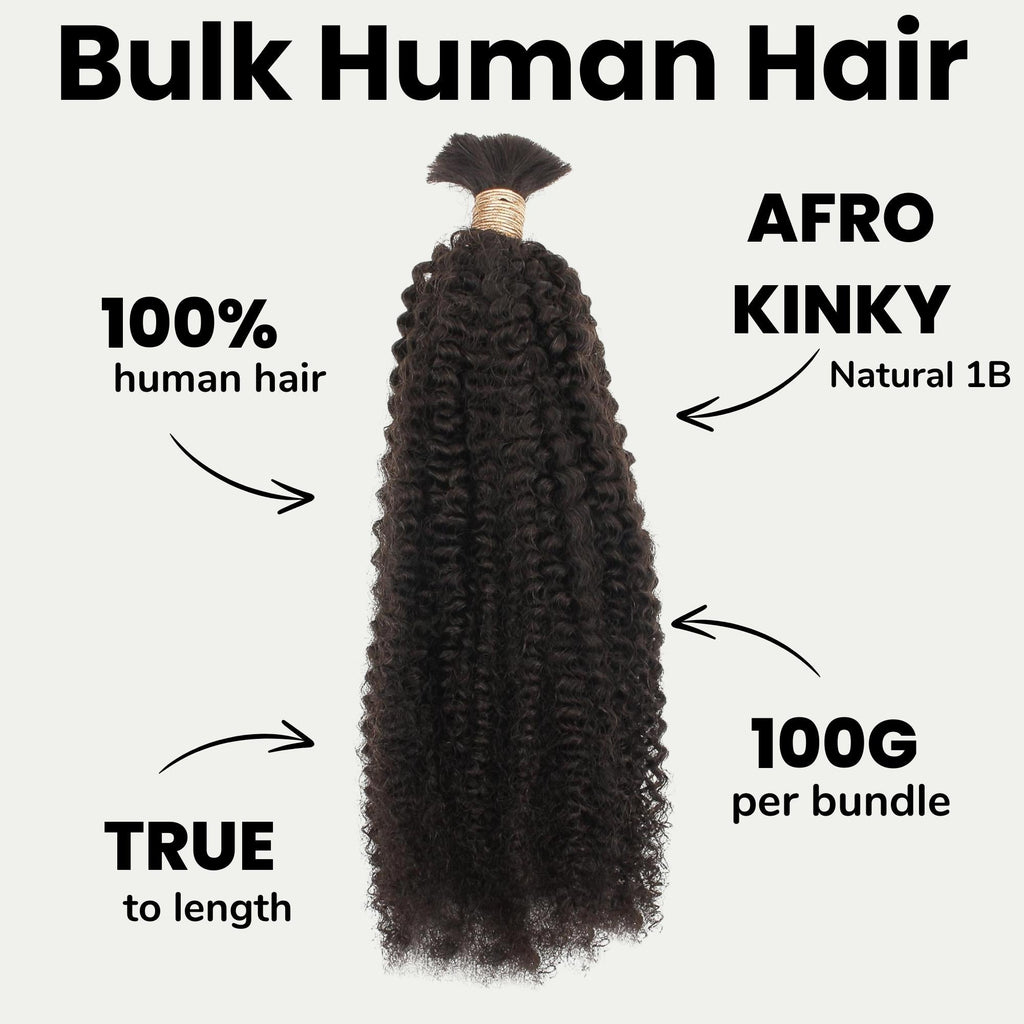 Afro Kinky Bulk 100% Human Braiding Hair by Private Label