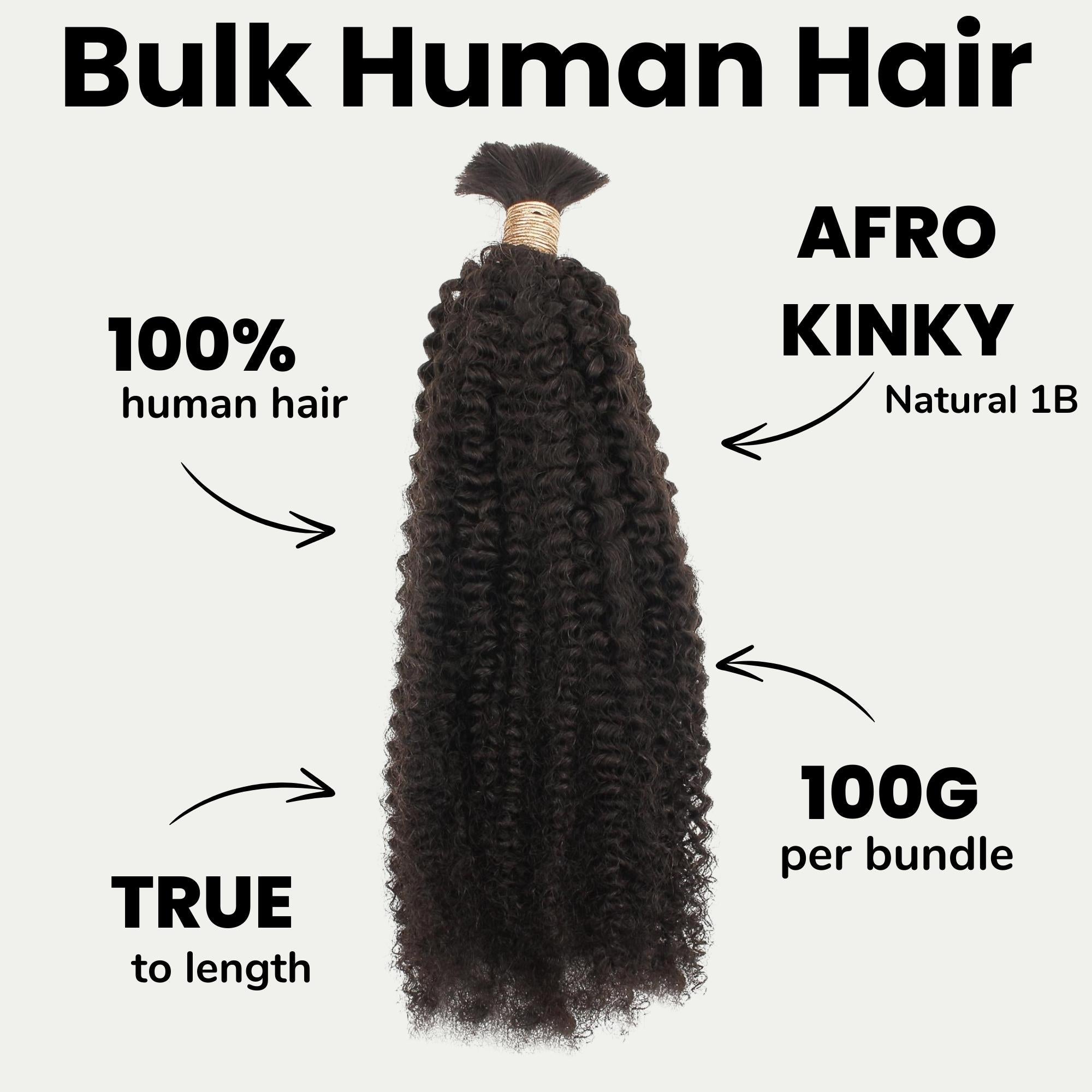 Afro Kinky Bulk 100% Human Braiding Hair by Private Label