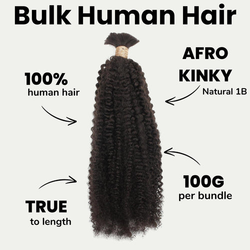 Afro Kinky Bulk 100% Human Braiding Hair by Private Label