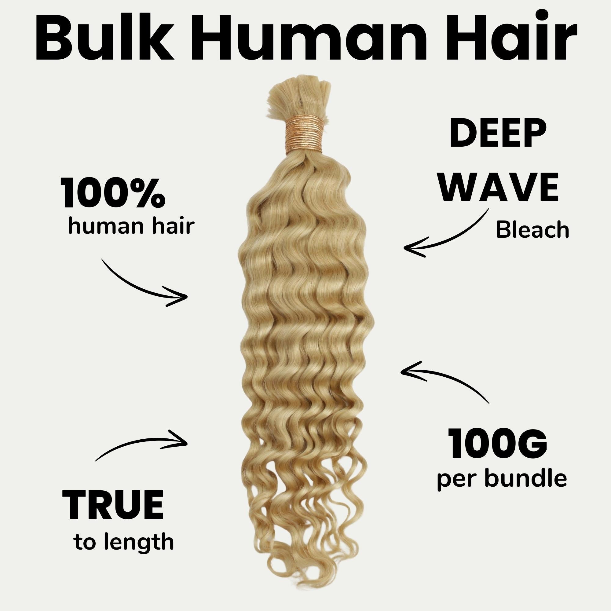 Blonde Deep Wave Bulk 100% Human Braiding Hair by Private Label