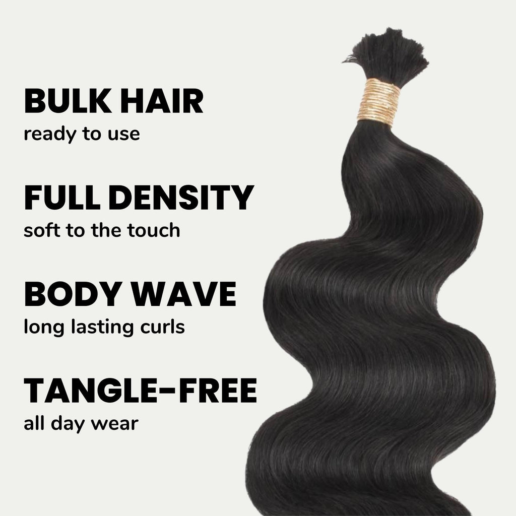 Body Wave Bulk 100% Human Braiding Hair by Private Label