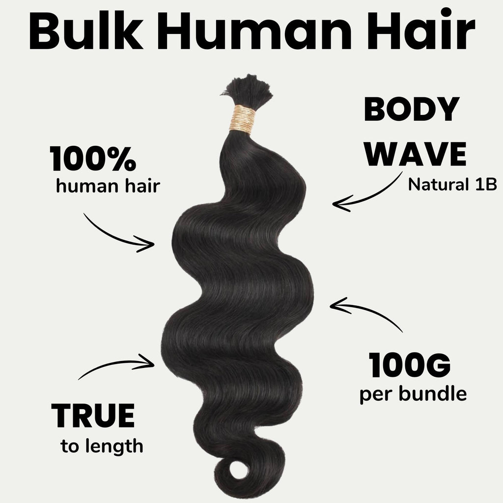 Body Wave Bulk 100% Human Braiding Hair by Private Label