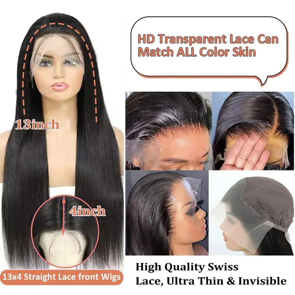 Brazilian Bone Straight Lace Front Human Hair Wig by Luxegan