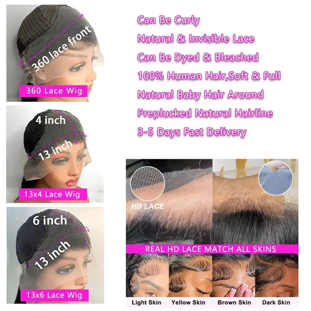 Brazilian Bone Straight Lace Front Human Hair Wig by Luxegan