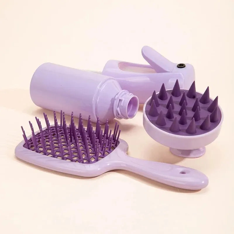 Hollow Comb Set With Spray Bottle 200ml Hair Care Product Set Silicone Shampoo Head Scalp Massage Brush by V.I.P Digital Presence