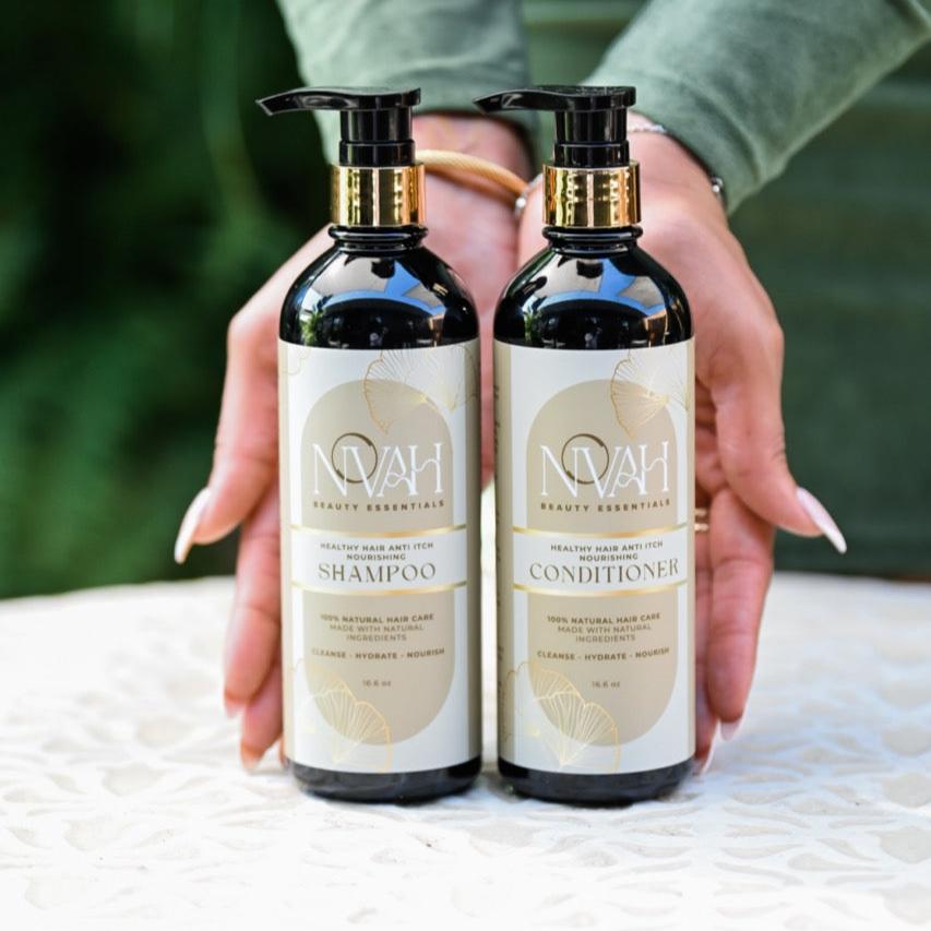 Healthy Hair Anti Itch Nourishing Shampoo & Conditioner Bundle by Novah Beauty Essentials