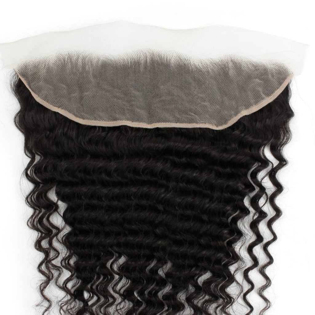 Deep Wave 13x4 Transparent Lace Human Hair Frontal by Private Label