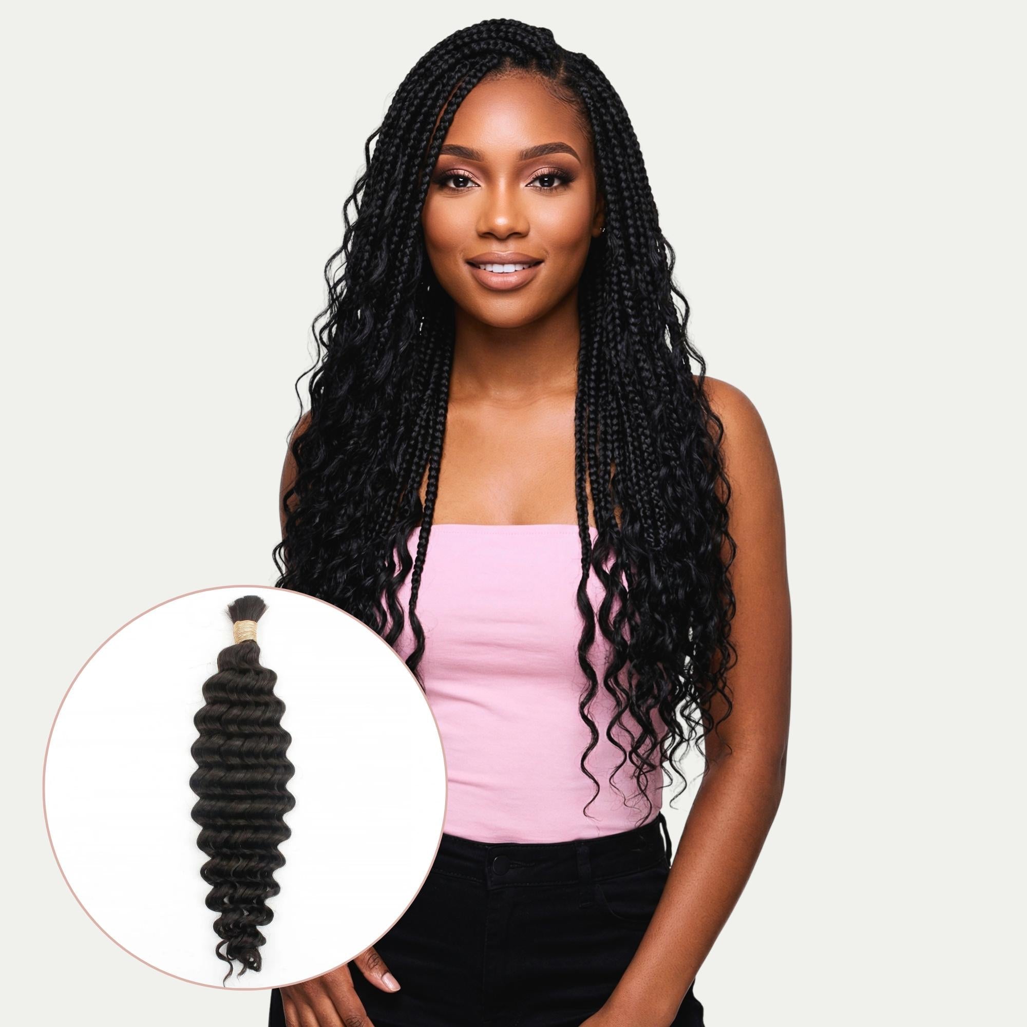 Deep Wave Bulk 100% Human Braiding Hair by Private Label