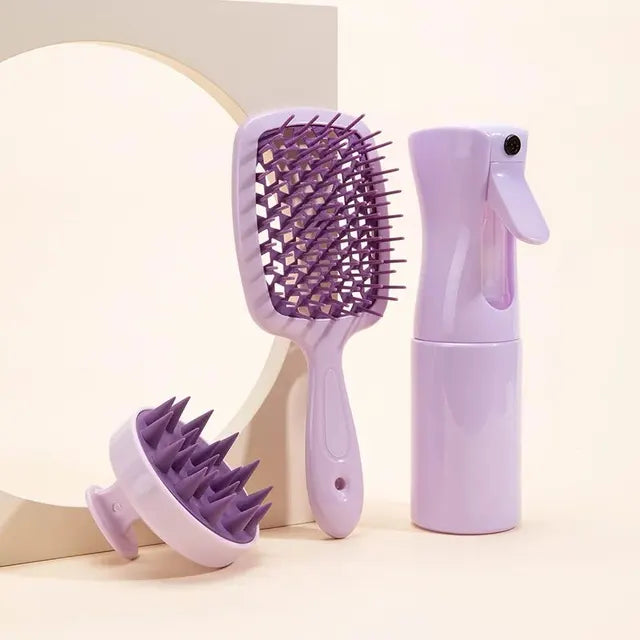 Hollow Comb Set With Spray Bottle 200ml Hair Care Product Set Silicone Shampoo Head Scalp Massage Brush by V.I.P Digital Presence
